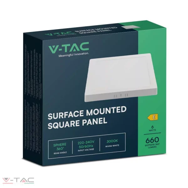 6W Négyszög falon kívüli LED panel 6500K - 10494
