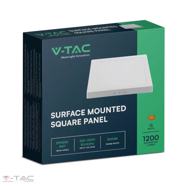 12W Négyszög falon kívüli LED panel 3000K - 10495