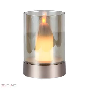2W LED asztali lámpa gyertya design 3000K pezsgőarany   borostyánsárga üveg - 10566