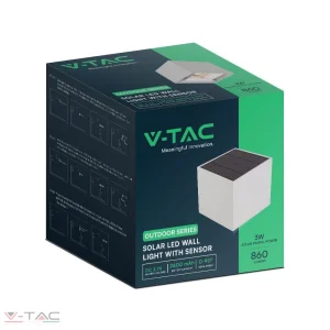 9W COB LED mozgásérzékelős napelemes fali lámpa 1x2600mAh 4000K fehér IP65 - 11887