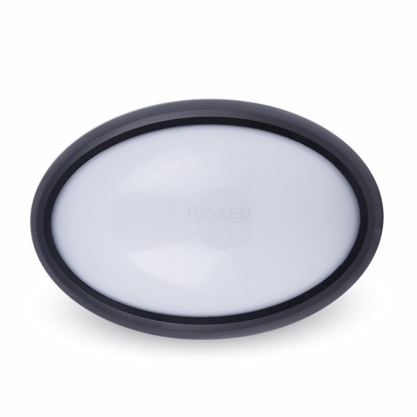 8W LED Mennyezeti lámpatest ovális fekete IP65 6400K - 1268