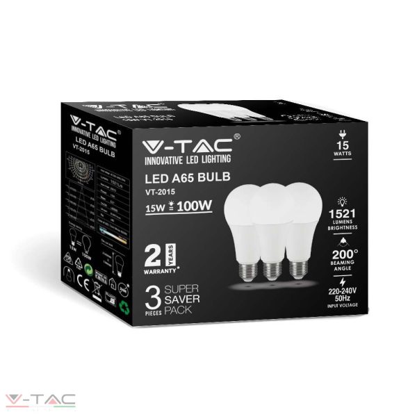 15W LED izzó E27 A65 4000K 3db/csomag - 212820