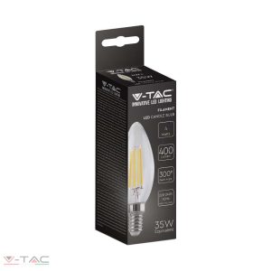 4W Retro LED izzó Filament E14 gyertya 3000K - 214301