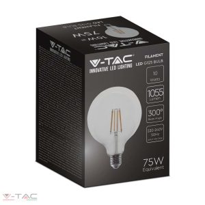 10W LED Retro filament fényforrás E27 G125 3000K - 214422