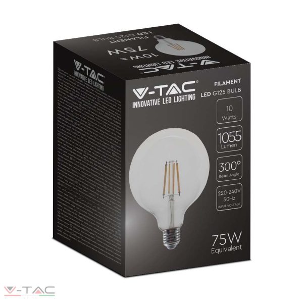 10W LED Retro filament fényforrás E27 G125 4000K - 214423