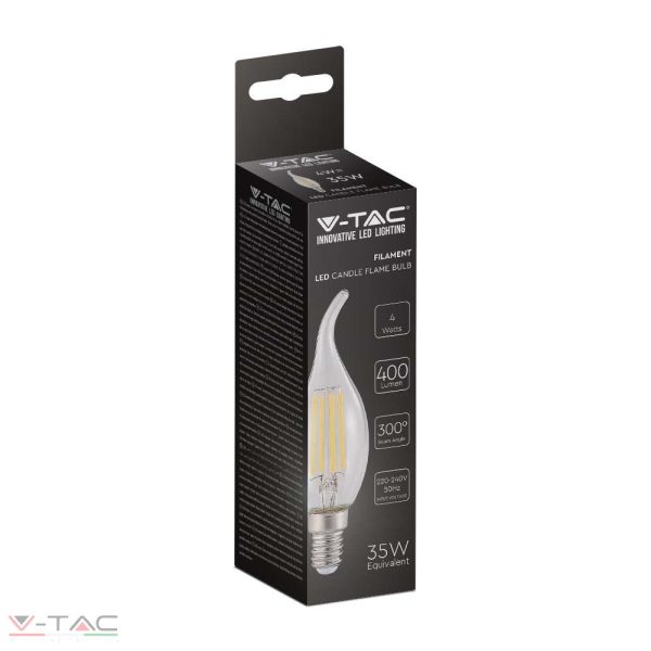 4W Retro LED izzó Filament E14 gyertyaláng 6500K - 214430