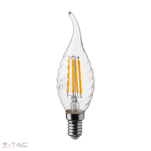 4W Retro Filament LED izzó - E14 csavart gyertyaláng 4000K - 214431