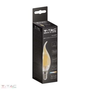 4W Retro LED izzó E14 Filament gyertyaláng szabadalmi borostyán burkolat 2200K - 217114