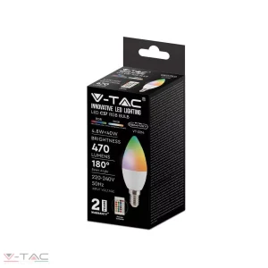 4,8W LED izzó E14 C37 RGB 4000K távirányítóval - 2929