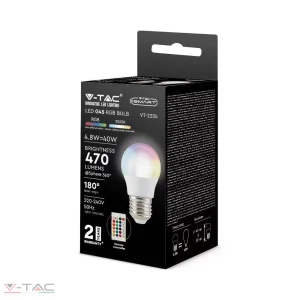 4,8W LED izzó E27 G45 RGB 3000K távirányítóval - 3028