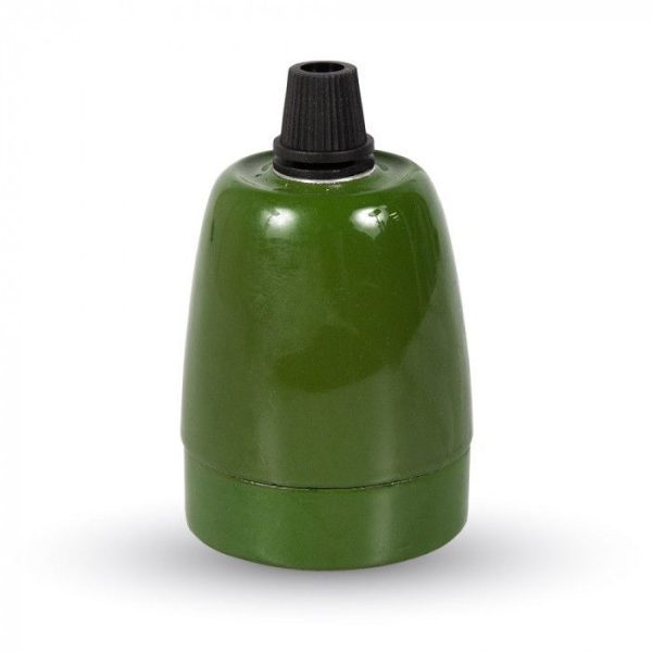 Porcelán E27 foglalat - 3797 (zöld)