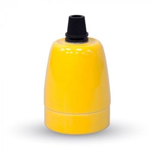 Porcelán E27 foglalat - 3801 (sárga)
