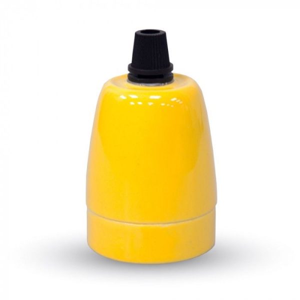 Porcelán E27 foglalat - 3801 (sárga)
