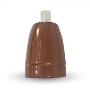 Porcelán E27 foglalat - 3802 (barna)