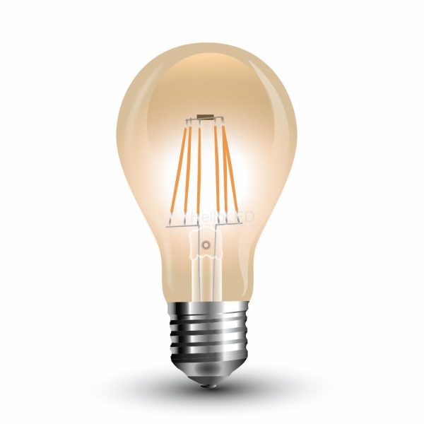 Retro LED izzó - 8W E27 A60 Filament szabadalmi borostyán burkolat 2300K 4472