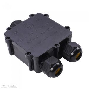 Led reflektorhoz vízhatlan kötődoboz fekete (3 osztás) - 5980