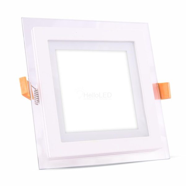 12W Üveg LED Mini Panel / LED lámpatest - szögletes 4000K - 6278