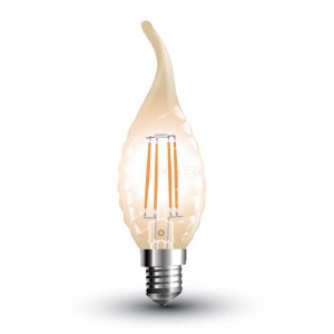 Retro LED izzó - 4W E14 Filament csavart gyertyaláng szabadalmi borostyán burkolat 2200K 7116