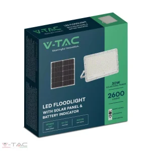30W Napelemes fehér LED reflektor távirányítóval 4000K 20000 mAh - 7848