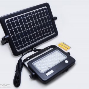 10W LED napelemes hordozható reflektor fekete 7200mAH 4000K, mozgásérzékelős - 8674