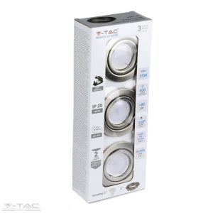 5w spotlámpa GU10 nikkel kerettel és foglalattal 6400K (3db/csomag) - 8886