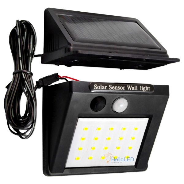 Solar LED lámpa 3W, alkonykapcsoló, mozgásérzékelő, kábel, 3 program