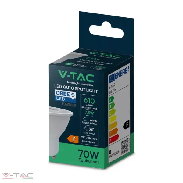 7.5W LED spotlámpa GU10 CREE chip 38°