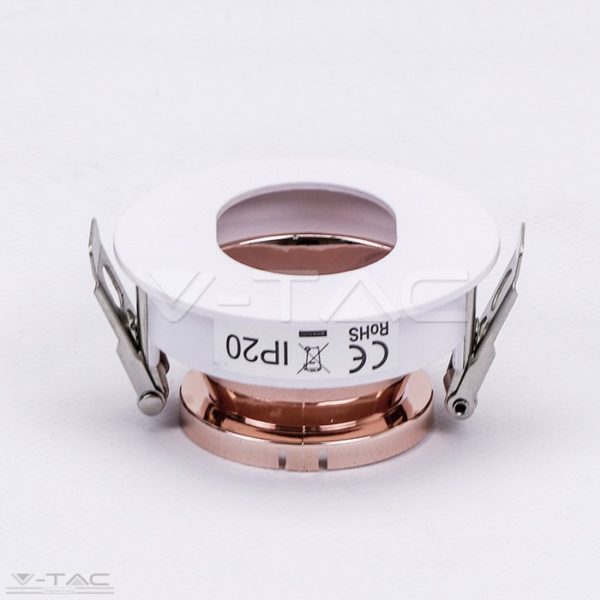 www.helloled.hu V-Tac GU10 kör beépítőkeret fehér/réz - 3163