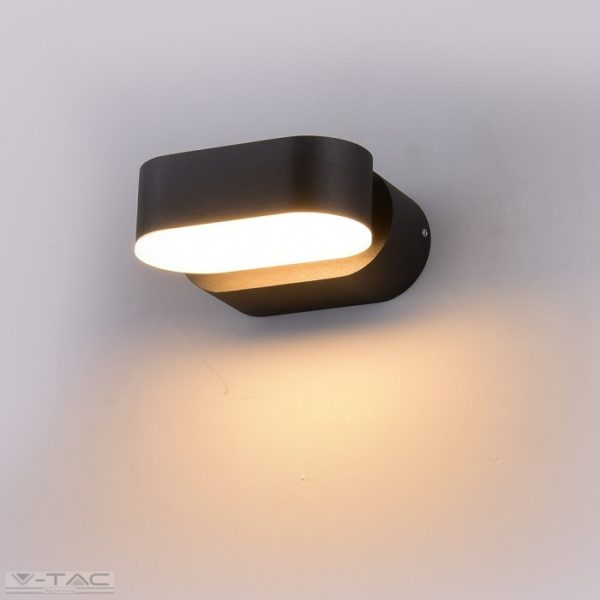 6W LED ovális fali lámpatest fekete 3000K IP65-8288