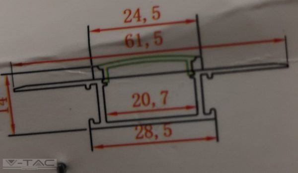 Alumínium profil, falba süllyeszthető széles 2 méter - 3359