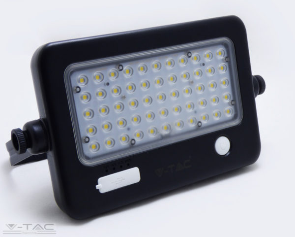 10W LED napelemes hordozható reflektor fekete 7200mAH 4000K - 8674