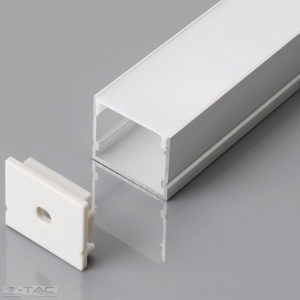 Széles alumínium profil LED szalaghoz 2 méter tejfehér fedlappal - 3371