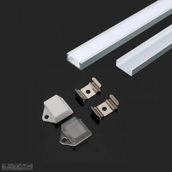 Alumínium profil LED szalaghoz 2 méter tejfehér fedlappal - 3370