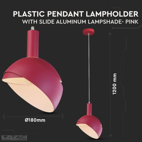 Pink mozgatható búrájú design csillár E14 foglalattal - 3923