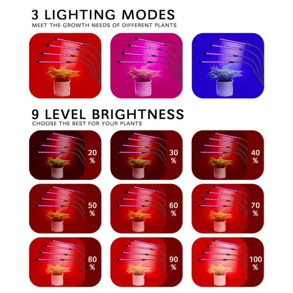 4 karos növénynevelő, full spektrum LED lámpa