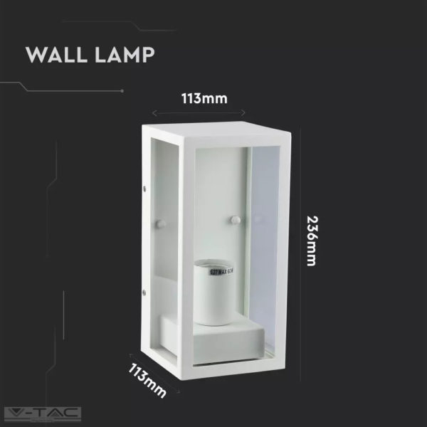 Fehér szögletes fali lámpa E27 foglalattal - 8518