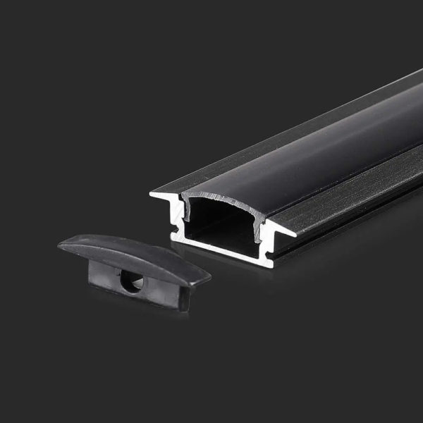 Fekete profil LED szalaghoz 2 méter fekete fedlappal süllyeszthető - 2875