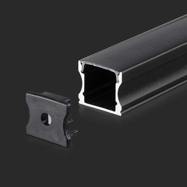 Fekete profil LED szalaghoz 2 méter fekete fedlappal - 2878