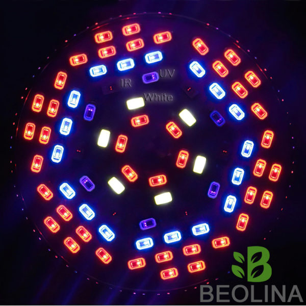 Beolina 50W E27 növénynevelő LED, Full Spektrum, kék, vörös, fehér, IR, UV