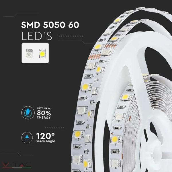 8W LED szalag 5050 - 60 LED/m RGB+WW (nem vízálló) - 212553 (5 méter)