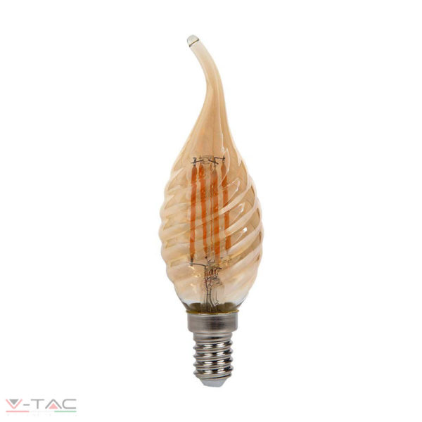 Retro LED izzó - 4W E14 Filament csavart gyertyaláng szabadalmi borostyán burkolat 2200K - 217116