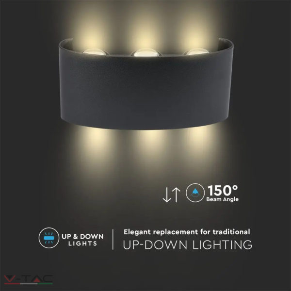 7W LED fekete fali design lámpa IP54