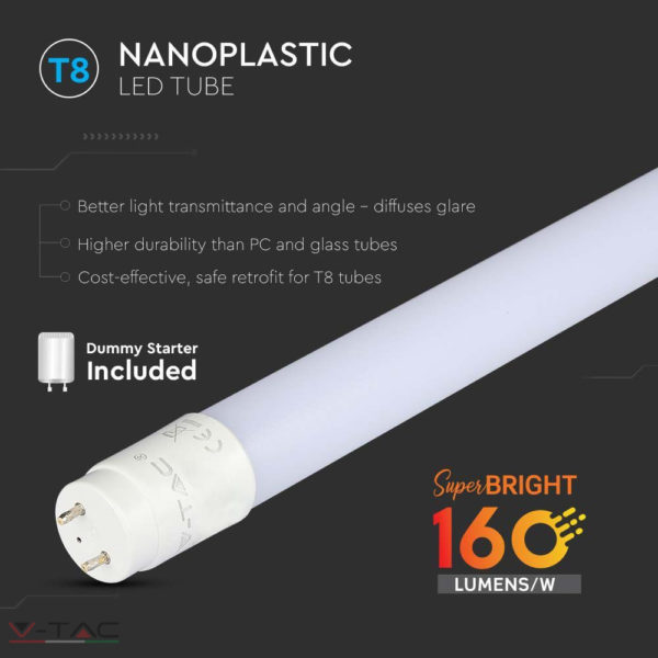 HelloLED V-Tac 7W LED fénycső T8 60 cm 160lm/W