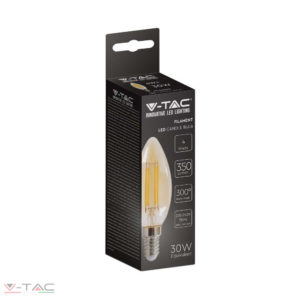 HelloLED V-Tac 4W Retro LED izzó E14 Filament gyertya szabadalmi borostyán burkolat 2200K - 217113