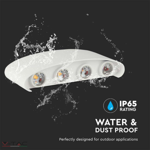 HelloLED V-Tac W LED fehér fali design lámpa IP54