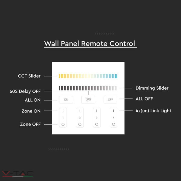 HelloLED V-Tac 4 zónás fali CCT vezérlő - 2916