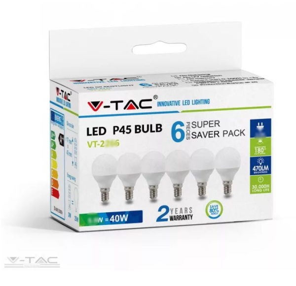 4,5W LED izzó E14 P45 6db/csomag