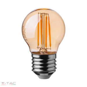 HelloLED V-Tac 4W Retro LED izzó E27 Filament szabadalmi borostyán burkolat G45 2200K - 217100