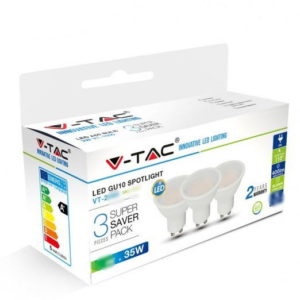 HelloLED V-Tac 4,5W LED spotlámpa GU10 opál 110° 3db/csomag