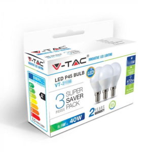 HelloLED V-Tac 4,5W LED izzó E14 P45 3db/csomag